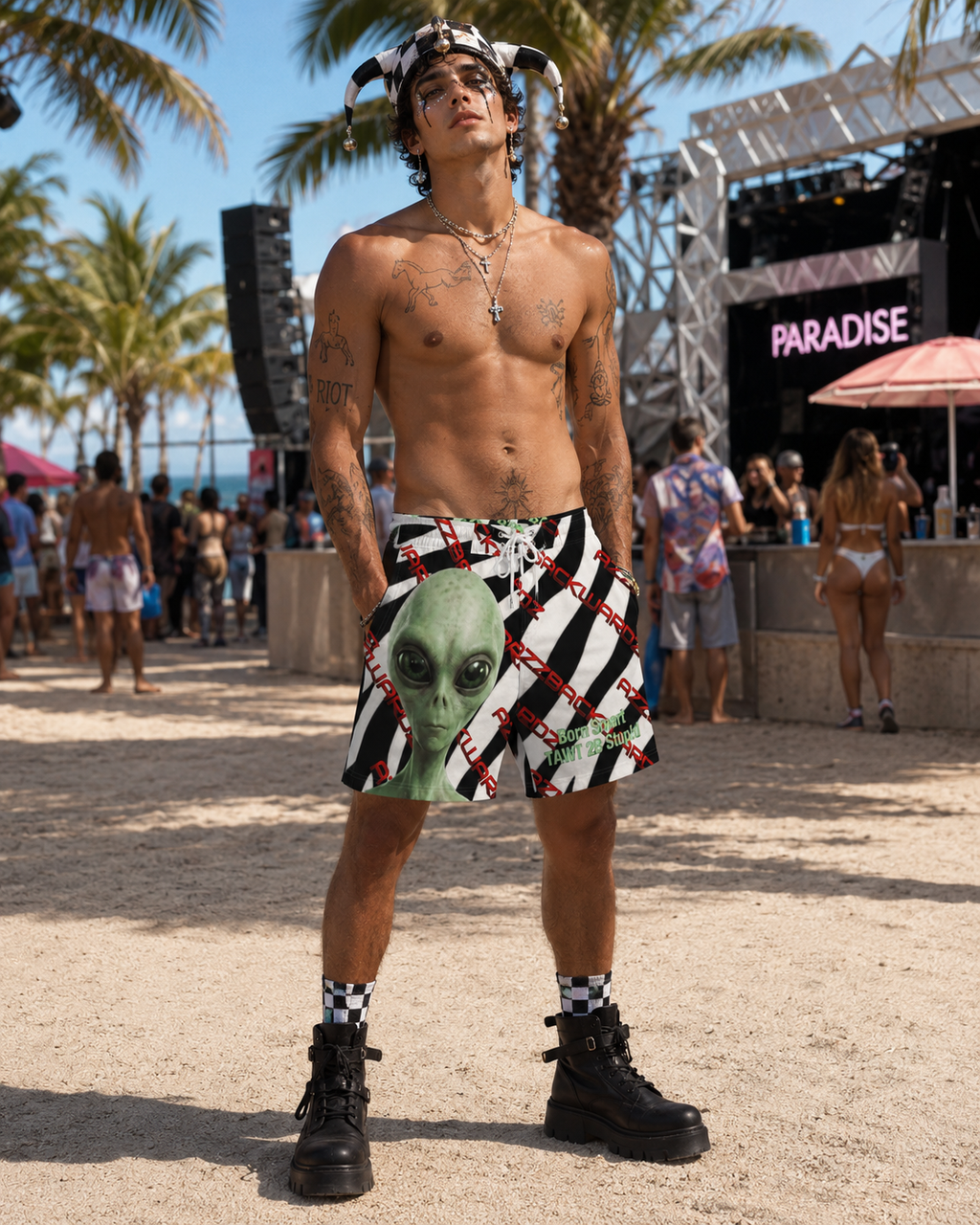 AzzBackWardzlimited-edition born smart,TAWT 2B Stup!d board shorts